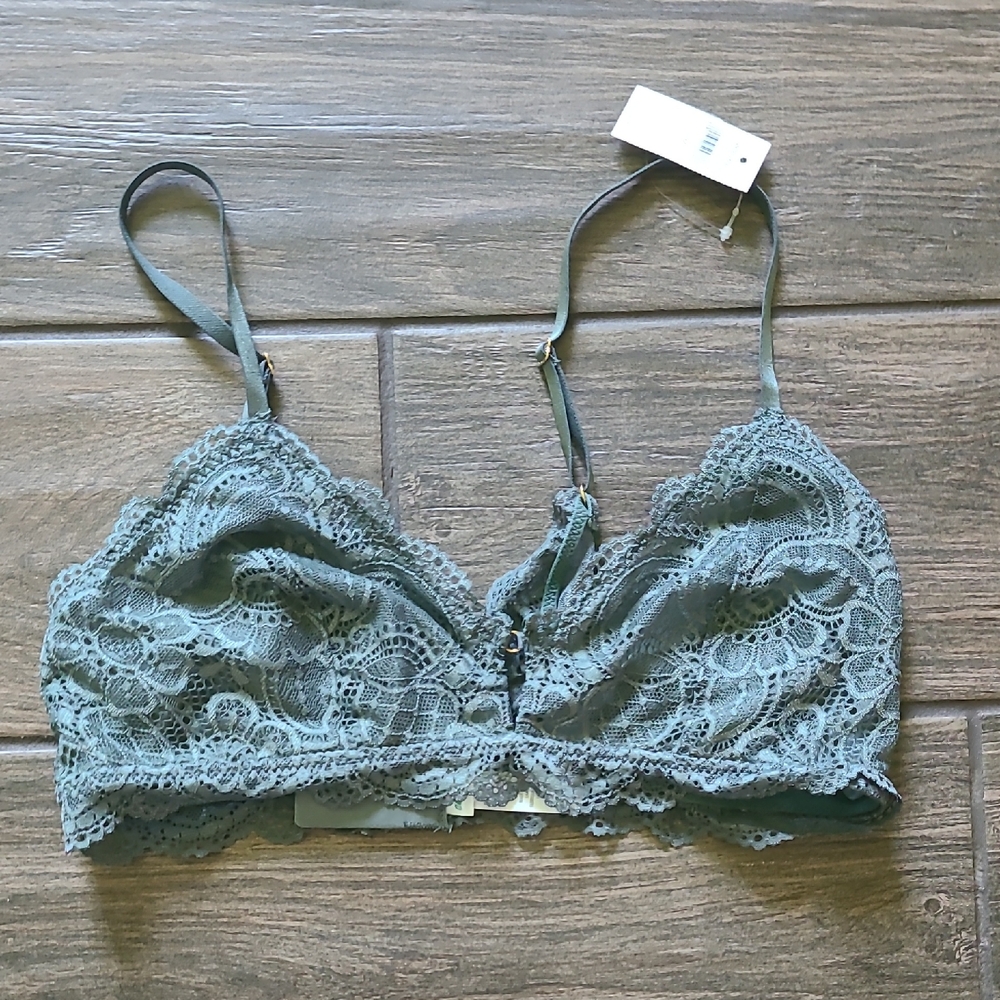 Aerie Green Lace Bralette with Adjustable Straps